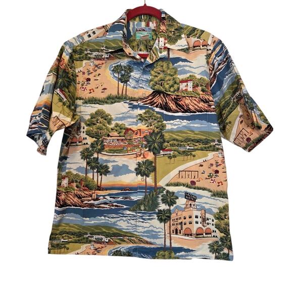 REYN SPOONER Laguna Beach Men's California Landmarks Aloha Hawaiian Shirt | M - Picture 13 of 16
